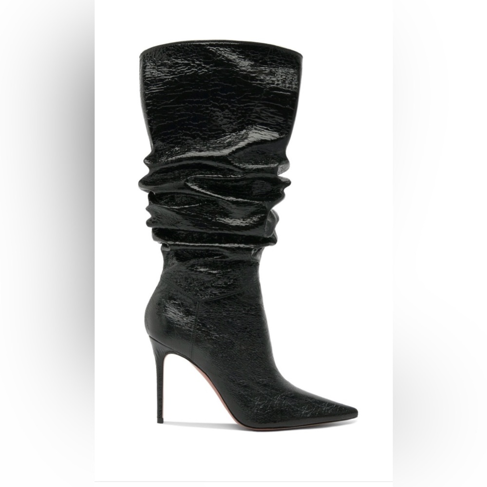 Amina Muaddi Glossy Black Ankle Boots